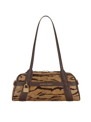 Borsa bauletto Elisabetta Franch marrone stampa tigre in DONNA