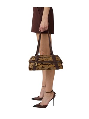 Borsa bauletto Elisabetta Franch marrone stampa tigre in DONNA
