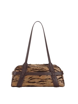 Borsa bauletto Elisabetta Franch marrone stampa tigre in DONNA