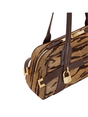 Borsa bauletto Elisabetta Franch marrone stampa tigre in DONNA