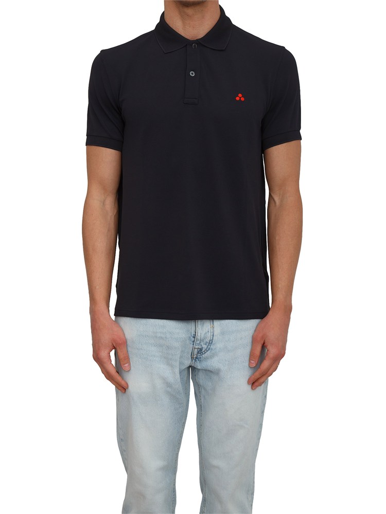 Polo Peuterey uomo in piquet di nylon blu