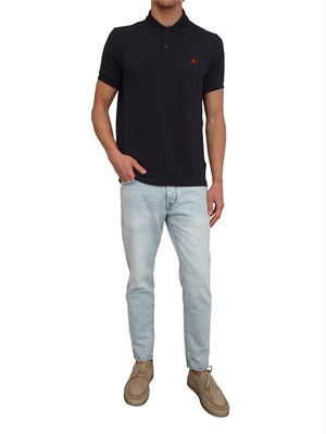 Polo Peuterey uomo in piquet di nylon blu in UOMO