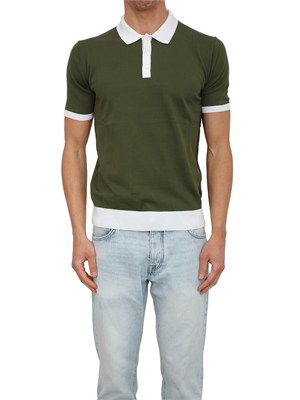 Polo maglia Peuterey uomo in cotone verde con profili in UOMO