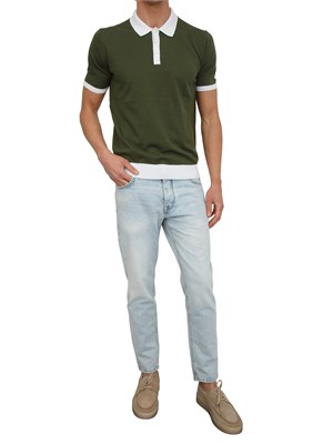 Polo maglia Peuterey uomo in cotone verde con profili in UOMO