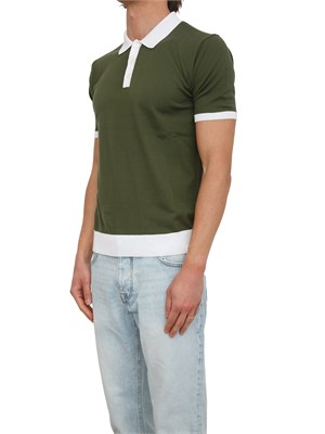Polo maglia Peuterey uomo in cotone verde con profili in UOMO