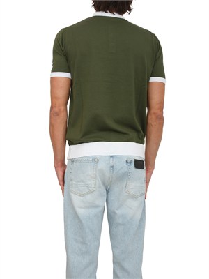 Polo maglia Peuterey uomo in cotone verde con profili in UOMO
