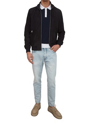 Polo maglia Peuterey uomo in cotone blu con profili in UOMO