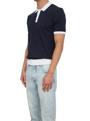 Polo maglia Peuterey uomo in cotone blu con profili in UOMO