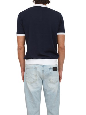 Polo maglia Peuterey uomo in cotone blu con profili in UOMO