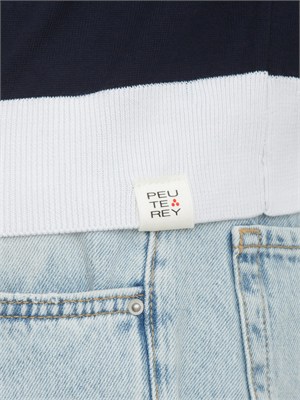 Polo maglia Peuterey uomo in cotone blu con profili in UOMO