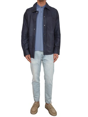 Polo Peuterey uomo in piquet di nylon azzurro in UOMO