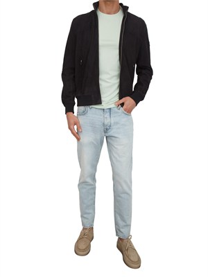 T-shirt Peuterey uomo in cotone e seta acquamarina in UOMO