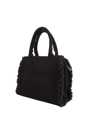 Borsa Beach Pinko in canvas nera in DONNA