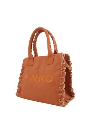 Borsa Beach Pinko in canvas color cuoio in DONNA