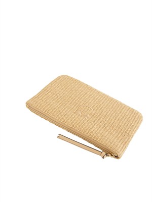 Pochette Pinko in rafia beige con logo in DONNA