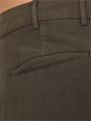 Pantaloni PT Torino in herringbone di cotone e lino marrone in UOMO