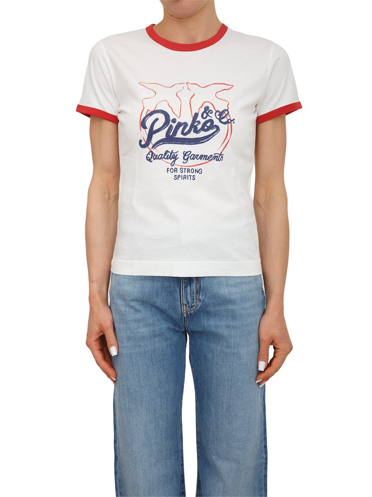 T-shirt Imperia Pinko in cotone bianco stampa logo
