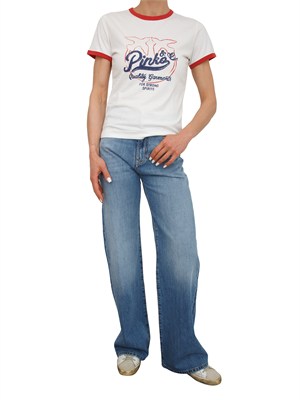 T-shirt Imperia Pinko in cotone bianco stampa logo in DONNA