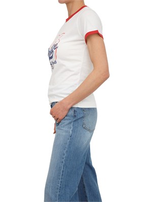 T-shirt Imperia Pinko in cotone bianco stampa logo in DONNA