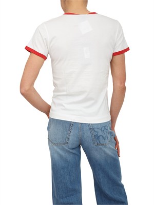 T-shirt Imperia Pinko in cotone bianco stampa logo in DONNA