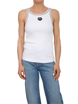 Canotta Bitetto Pinko in cotone bianco con impunture in DONNA