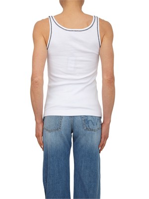 Canotta Bitetto Pinko in cotone bianco con impunture in DONNA