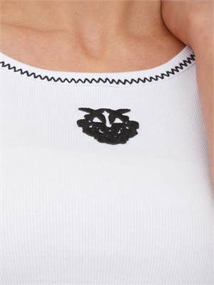 Canotta Bitetto Pinko in cotone bianco con impunture in DONNA