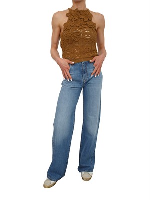 Top Nymphae Pinko in crochet marrone in DONNA