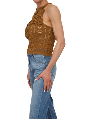 Top Nymphae Pinko in crochet marrone in DONNA