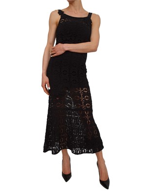 Abito Juncus Pinko in crochet nero con sottoveste in DONNA