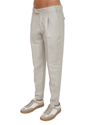 Pantaloni PT Torino in misto lana e lino beige in UOMO