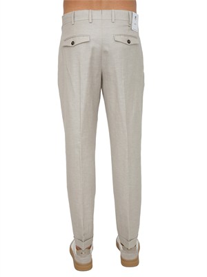 Pantaloni PT Torino in misto lana e lino beige in UOMO