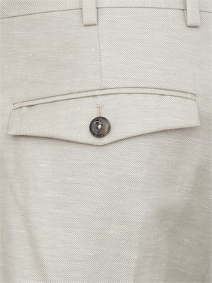 Pantaloni PT Torino in misto lana e lino beige in UOMO