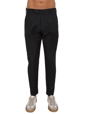 Pantaloni neri PT Torino in misto lana e lino in UOMO