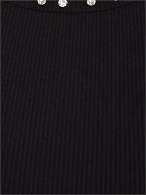 Top Redbull Pinko in cotone nero scollo cristalli in DONNA