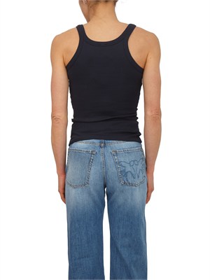 Canotta Blue Pinko in cotone nero logo rilievo in DONNA