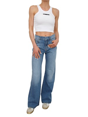 Canotta cropped Bloody Pinko in cotone bianco in DONNA