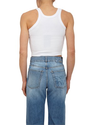 Canotta cropped Bloody Pinko in cotone bianco in DONNA