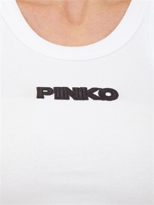 Canotta cropped Bloody Pinko in cotone bianco in DONNA