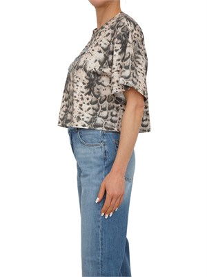 T-shirt cropped Terni Pinko in cotone stampa snake logo cristalli in DONNA