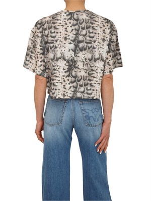T-shirt cropped Terni Pinko in cotone stampa snake logo cristalli in DONNA