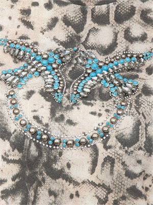 T-shirt cropped Terni Pinko in cotone stampa snake logo cristalli in DONNA