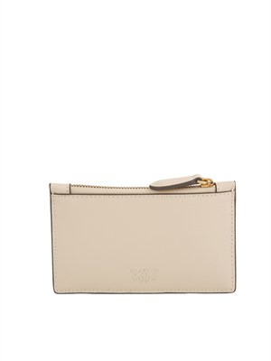 Porta carte di credito Pinko in pelle beige in DONNA