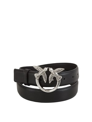 Cintura Pinko in pelle mano seta nera fibbia argento in DONNA