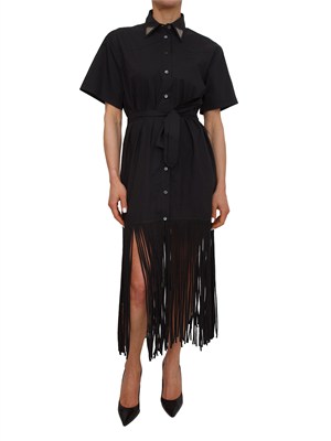 Abito texano Avigliano Pinko in cotone nero con frange in DONNA