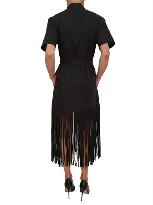 Abito texano Avigliano Pinko in cotone nero con frange in DONNA