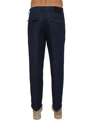 Jeans Lord PT Torino in denim di cotone e lino blu in UOMO