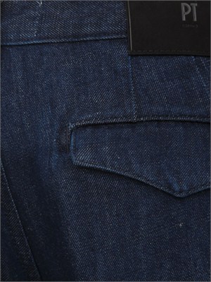 Jeans Lord PT Torino in denim di cotone e lino blu in UOMO