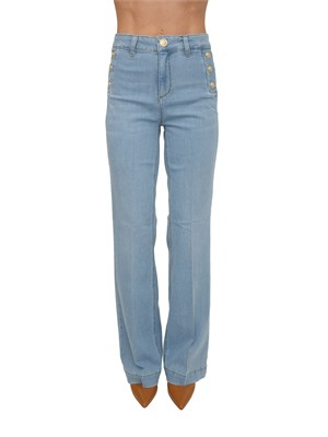 Jeans Liu Jo donna in denim chiaro con bottoni oro in DONNA