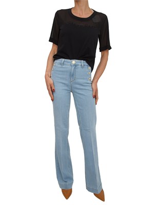 Jeans Liu Jo donna in denim chiaro con bottoni oro in DONNA